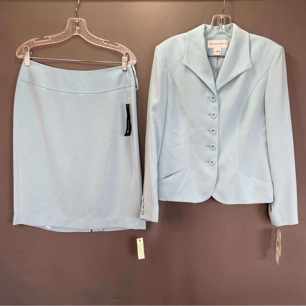 JONES NEW YORK Gardiners Bay Blue Bird 2pc blazer and skirt suit set